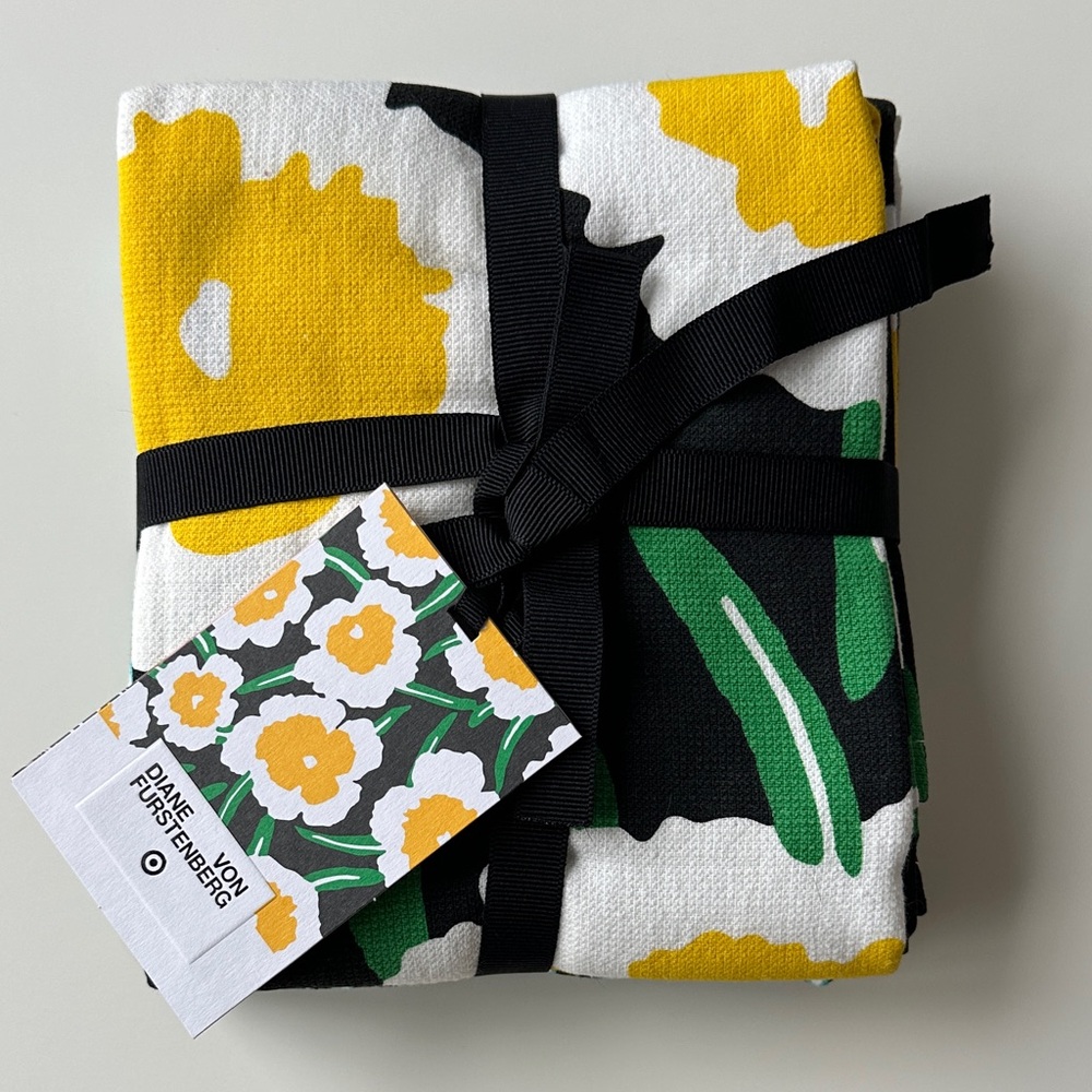 DVF x Target Yellow and Green Kitchen Towels